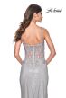 La Femme 32232 Lace Corset High Slit Glitter Dress
