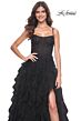 La Femme 32233 Ruffle Skirt Rhinestone Corset Dress