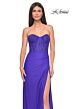 La Femme 32234 Lace Corset Ruched Skirt Strapless Dress