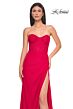 La Femme 32234 Lace Corset Ruched Skirt Strapless Dress