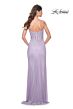 La Femme 32236 Floral Corset High Slit Sparkly Dress