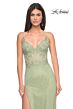 La Femme 32236 Floral Corset High Slit Sparkly Dress