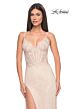 La Femme 32236 Floral Corset High Slit Sparkly Dress
