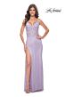 La Femme 32236 Floral Corset High Slit Sparkly Dress