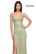 La Femme 32236 Floral Corset High Slit Sparkly Dress