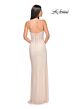 La Femme 32236 Floral Corset High Slit Sparkly Dress