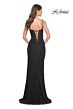 La Femme 32237 Lace-Up Back High Slit Corset Dress