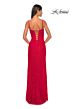 La Femme 32237 Lace-Up Back High Slit Corset Dress