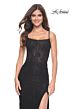 La Femme 32237 Lace-Up Back High Slit Corset Dress