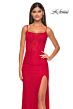 La Femme 32237 Lace-Up Back High Slit Corset Dress