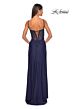 La Femme 32238 Lace-Up Back High Slit Corset Dress