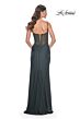 La Femme 32238 Lace-Up Back High Slit Corset Dress