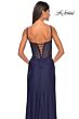 La Femme 32238 Lace-Up Back High Slit Corset Dress