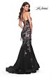 La Femme 32246 Floral Appliques Lace-Up Back Mermaid Dress