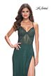 La Femme 32247 High Slit Illusion Corset Sparkly Dress