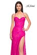 La Femme 32248 Illusion Sides Corset Top Lace Dress