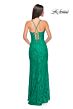La Femme 32248 Illusion Sides Corset Top Lace Dress