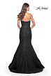 La Femme 32249 Beaded Lace Strapless Corset Dress