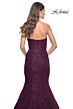La Femme 32249 Beaded Lace Strapless Corset Dress