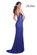 La Femme 32250 Bare Back Plunging Neckline Glitter Dress