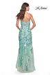 La Femme 32252 High Slit Strapless Floral Embroidery Dress