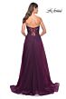 La Femme 32253 Floral Top High Slit Glitter Dress