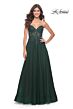 La Femme 32253 Floral Top High Slit Glitter Dress