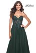 La Femme 32253 Floral Top High Slit Glitter Dress