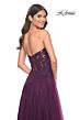 La Femme 32253 Floral Top High Slit Glitter Dress