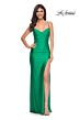 La Femme 32256 Cutaway Slit Lace-Up Corset Dress