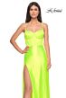 La Femme 32262 High Slit Corset Top Neon Dress