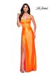 La Femme 32262 High Slit Corset Top Neon Dress