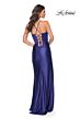 La Femme 32264 Side Slit Lace-Up Corset Dress