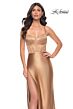 La Femme 32264 Side Slit Lace-Up Corset Dress