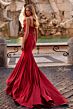 La Femme 32269 Illusion Back Notched Corset Satin Dress