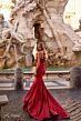 La Femme 32269 Illusion Back Notched Corset Satin Dress