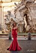 La Femme 32269 Illusion Back Notched Corset Satin Dress