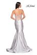 La Femme 32269 Illusion Back Notched Corset Satin Dress