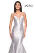 La Femme 32269 Illusion Back Notched Corset Satin Dress