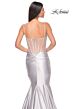 La Femme 32269 Illusion Back Notched Corset Satin Dress