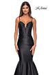 La Femme 32269 Illusion Back Notched Corset Satin Dress