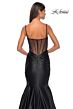La Femme 32269 Illusion Back Notched Corset Satin Dress
