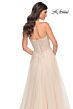La Femme 32271 Lace Corset High Slit Glitter Dress
