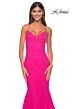 La Femme 32273 Lace-Up Back Hot Fix Trumpet Dress