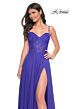 La Femme 32276 Lace Corset Slit Skirt A-line Dress