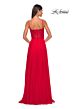 La Femme 32276 Lace Corset Slit Skirt A-line Dress