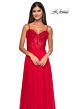 La Femme 32276 Lace Corset Slit Skirt A-line Dress
