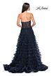 La Femme 32283 Ruffle Skirt Illusion Ruched Corset Dress