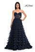 La Femme 32283 Ruffle Skirt Illusion Ruched Corset Dress