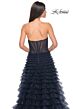 La Femme 32283 Ruffle Skirt Illusion Ruched Corset Dress